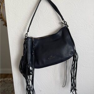 Coach Navy Leather Fringe Shoulder Bag